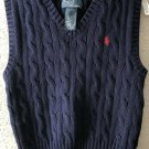 Polo Ralph Lauren Boys Navy Cable Knit V-Neck Sweater Vest Size 2T