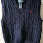 Polo Ralph Lauren Boys Navy Cable Knit V-Neck Sweater Vest Size 2T