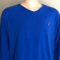 Polo by Ralph Lauren Mens Long Sleeve T-shirt Blue Cotton Pullover V-Neck size L
