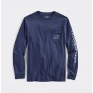 Vineyard Vines Boys Navy Blue Long Sleeve Vintage Whale Shirt Tee Sz L New