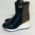 Michael Kors Girls Neo Lorna Logo Print Wedge Booties Kids Size 11