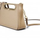 MICHAEL KORS Chelsea Large Leather Convertible Clutch Crossbody Pale Gold