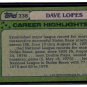 Dave Lopes 1982 Topps Trading Card