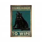 Vintage Look Cat Poster "Remember To Wipe" Bathroom Art