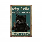 Vintage Look Cat Poster "Why Hello Sweet Cheeks" Bathroom/Salon/Barber Art