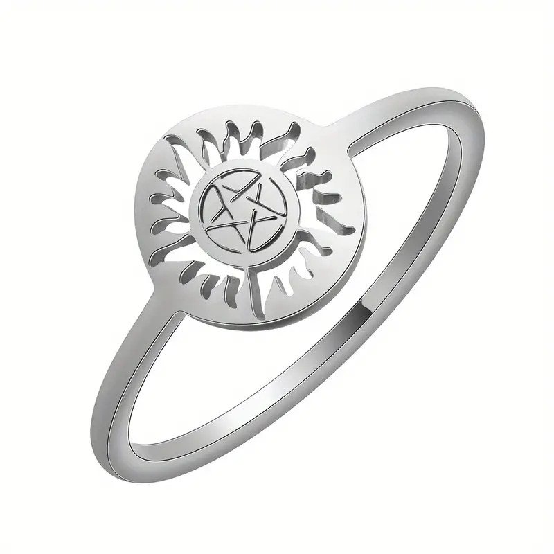 Supernatural Ring Sam & Dean's Tattoo Stainless Steel Silver