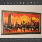 MID CENTURY MODERN NY CITYSCAPE ORIG OIL PAINTING BY HELLER! ART MANHATTAN VTG