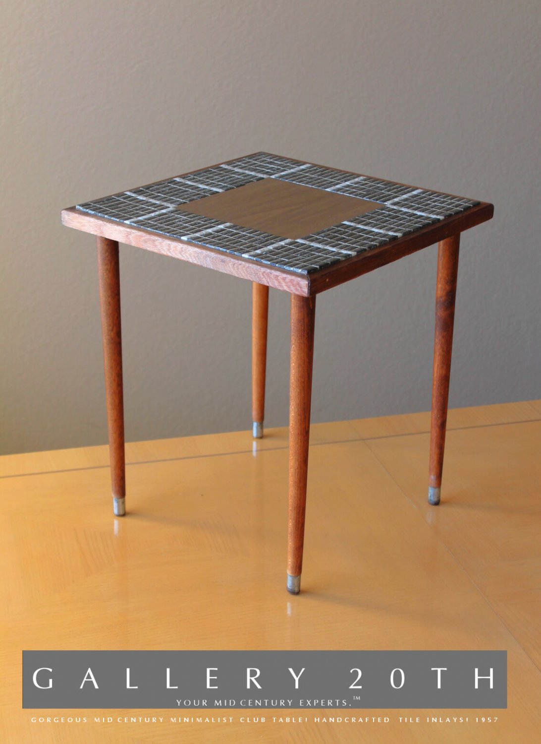 MINIMALIST MID CENTURY MODERN TILE CLUB TABLE! ATOMIC RAYMOR WOOD 50'S VTG RETRO