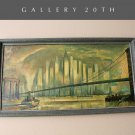 MID CENTURY MODERN NY CITYSCAPE HAND GLOSSED VTG PRINT! ART MANHATTAN PENTHOUSE