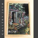 HOME SWEET HOME! MID CENTURY VELVET PAINTING! VTG 50'S WALL ART SEA FLOLWER BOAT