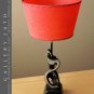 WEINBERG ABSTRACT SCULPTURE LAMP! MID CENTURY MODERN ART! RED FIBERGLASS SHADE!