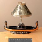 FAB! MID CENTURY MODERN GONDOLA ACCENT LAMP! VENICE 50'S VTG PLANTER BLACK GOLD