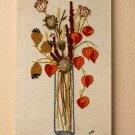 MID CENTURY WILD FLOWER TAPESTRY! TEXTILE ORANGE BLUE BROWN ORIG. WALL ART 60s MID CENTURY WILD FLOWER TAPESTRY! TEXTILE ORANGE BLUE BROWN ORIG. WALL ART 60s