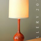 DRAMA! MID CENTURY MODERN POTTERY ORANGE PORCELAIN DRIP TABLE LAMP! VTG 50'S 60S