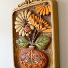 WOW! MID CENTURY MODERN FLOWER POWER 3-D WALL ART! VTG 1960'S 70'S LADYBUG DECOR