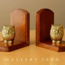 CUTE & RARE! PAIR BABY OWL BRASS BOOK ENDS! MID CENTURY INTERIOR DECOR MODERN