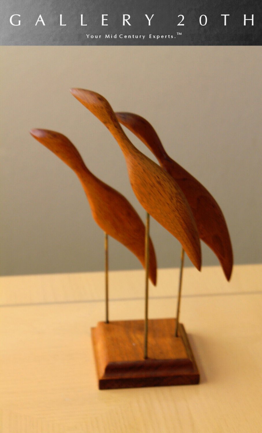 ATOMIC MID CENTURY MODERN ABSTRACT BIRDS TEAK SCULPTURE! VTG 50S 60S DANISH ART