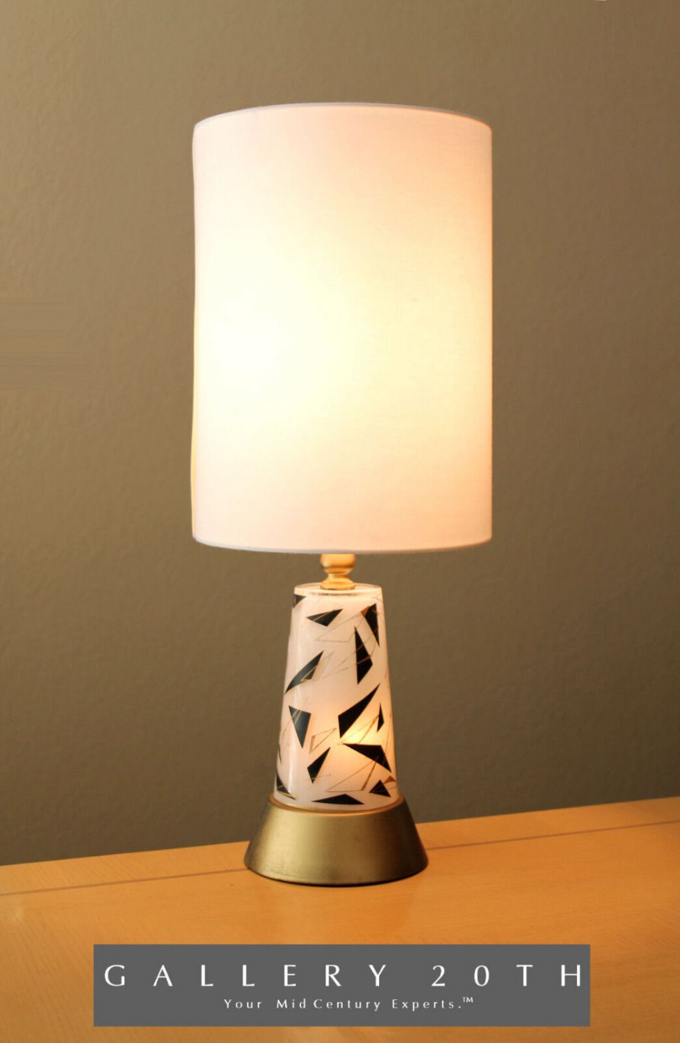 WOW! MID CENTURY MODERN ABSTRACT GLASS ATOMIC TABLE LAMP! ROCKABILLY VTG 1950S