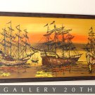 GORGEOUS! SHIPS ORIG. OIL PAINTING! MID CENTURY VTG 60'S GALLEON WALL ART OCEAN