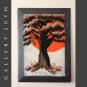 ICONIC MID CENTURY BONSAI TREE TAPESTRY! ORANGE VTG 60'S TEXTILE WALL HANGING