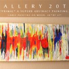 MONUMENTAL! ABSTRACT MODERN OIL PAINTING! " PRIMAL"  VTG ART INTERIOR 60's 70's