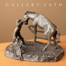 KRACZKOWSKI! MID CENTURY COWBOY BRONCO SCULPTURE! HORSE METAL ART VTG 1970S WEST