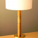 RATTAN TABLE LAMP! ROBSJOHN GIBBINGS FOR HANSEN! MID CENTURY MODERN 1950s DECO