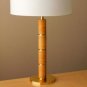 RATTAN TABLE LAMP! ROBSJOHN GIBBINGS FOR HANSEN! MID CENTURY MODERN 1950s DECO