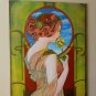 EPIC! VTG ALPHONSE MUCHA OIL PAINTING INTERPRETATION! LA PRIMAVERE! ORIGINAL ART
