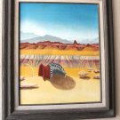 MID CENTURY ARIZONA DESERT LANDSCAPE ORIGINAL PAINTING! VTG  DECOR ART POTTERY