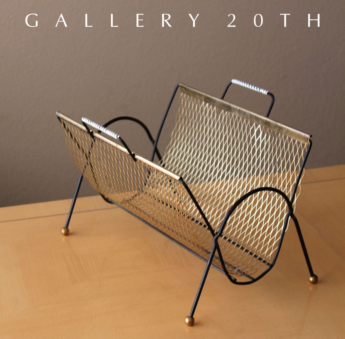 VTG ATOMIC MODERN MAGAZINE RACK! 1950S MID CENTURY INTERIOR DESIGN BRASS RETRO