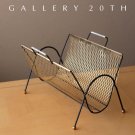 VTG ATOMIC MODERN MAGAZINE RACK! 1950S MID CENTURY INTERIOR DESIGN BRASS RETRO