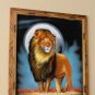 THE KING! MID CENTURY MODERN ORTIZ VELVET LION PAINTING! VTG 70S ATOMIC AGE ART
