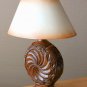 SUMPTUOUS! CARVED WOOD DECORATOR TABLE LAMP! VTG MID CENTURY RUSTIC RETRO LIGHT