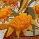 GORGEOUS! MID CENTURY SUNFLOWER TAPESTRY! TEXTILE ORANGE ORIG. WALL ART 1960s GORGEOUS! MID CENTURY SUNFLOWER TAPESTRY! TEXTILE ORANGE ORIG. WALL ART 1960s