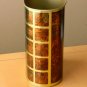RARE & COOL! MID CENTURY TIN WASTEBASKET! VTG BIN FAUX BURLWOOD 1960S 1970s GOLD