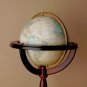 MID CENTURY WOOD ARTICULATING FLOOR GLOBE! WORLD VTG MAP LIBRARY DECOR ATOMIC
