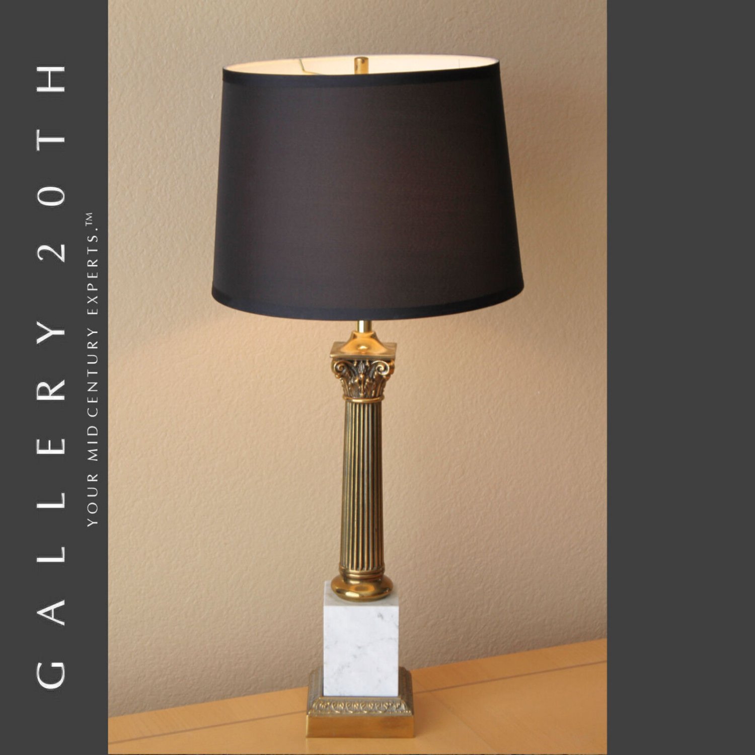 EMPIRE STYLE WHITE MARBLE BRASS LAMP BY WESTWOOD! HOLLYWOOD REGENCY VTG 50'S 60S