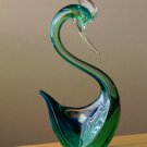 SUPERB! 15" MID CENTURY MODERN MURANO BIRD SCULPTURE! BLUE GREEN VTG GLASS 50S