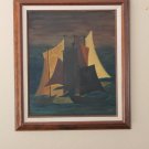GORGEOUS! MID CENTURY MODERN MINIMALIST ORIG ABSTRACT OIL PAINTING! SHIPS 1950s