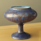 RARE! MID CENTURY MODERN GOLD & PURPLE POTTERY VASE! 1950s VTG ART CHALICE