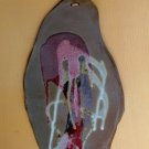 COOL! ABSTRACT MODERNIST WALL DRIP ART! MID CENTURY CERAMICS! RED 50S 60S ATOMIC