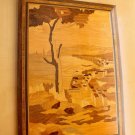 ITALIAN MID CENTURY INLAID WOOD ART! MONTE CARLO VTG FRANCE WALNUT ROSEWOOD