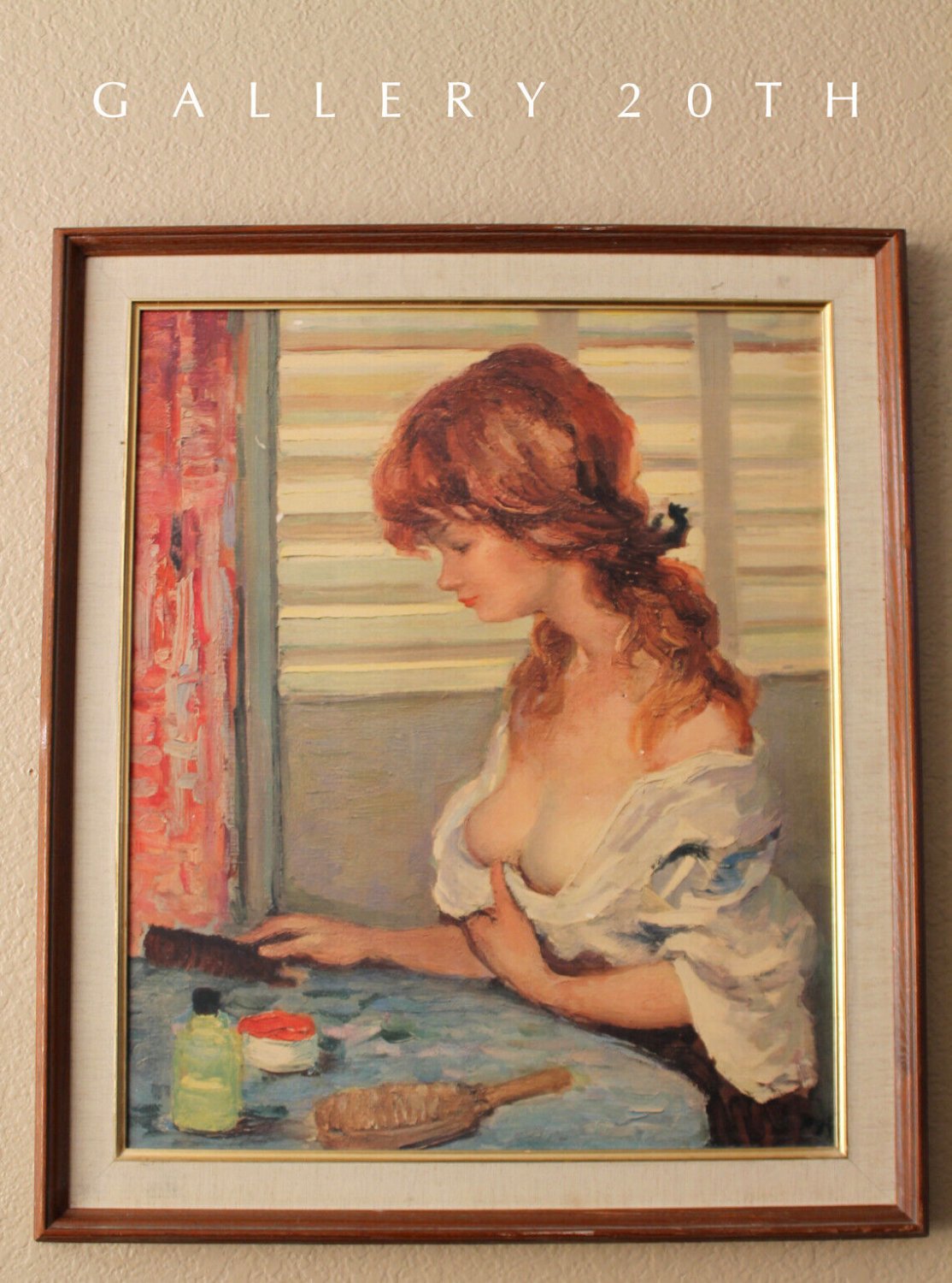 RARE! MID CENTURY MODERN MARCEL DYF PRINT! GIRL BOUDOIR WALL ART 1950'S FRENCH