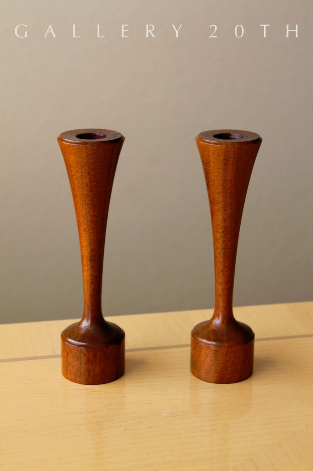 CUSTOM! VTG MID CENTURY DANISH MODERN TEAK CANDLE HOLDERS! HANDCARVED BEAUTIES!