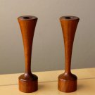 CUSTOM! VTG MID CENTURY DANISH MODERN TEAK CANDLE HOLDERS! HANDCARVED BEAUTIES!