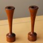 CUSTOM! VTG MID CENTURY DANISH MODERN TEAK CANDLE HOLDERS! HANDCARVED BEAUTIES!