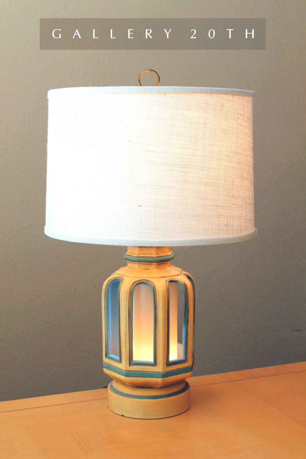 RARE! MID CENTURY MODERN 'LIGHT HOUSE' TABLE LAMP! VTG BLUE 50'S 60S RETRO LIGHT