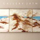 WOW! MID CENTURY MODERN BEACHSCAPE DUNES ORIG PAINTING! MIXED MEDIA VTG ART 60'S