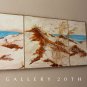 WOW! MID CENTURY MODERN BEACHSCAPE DUNES ORIG PAINTING! MIXED MEDIA VTG ART 60'S